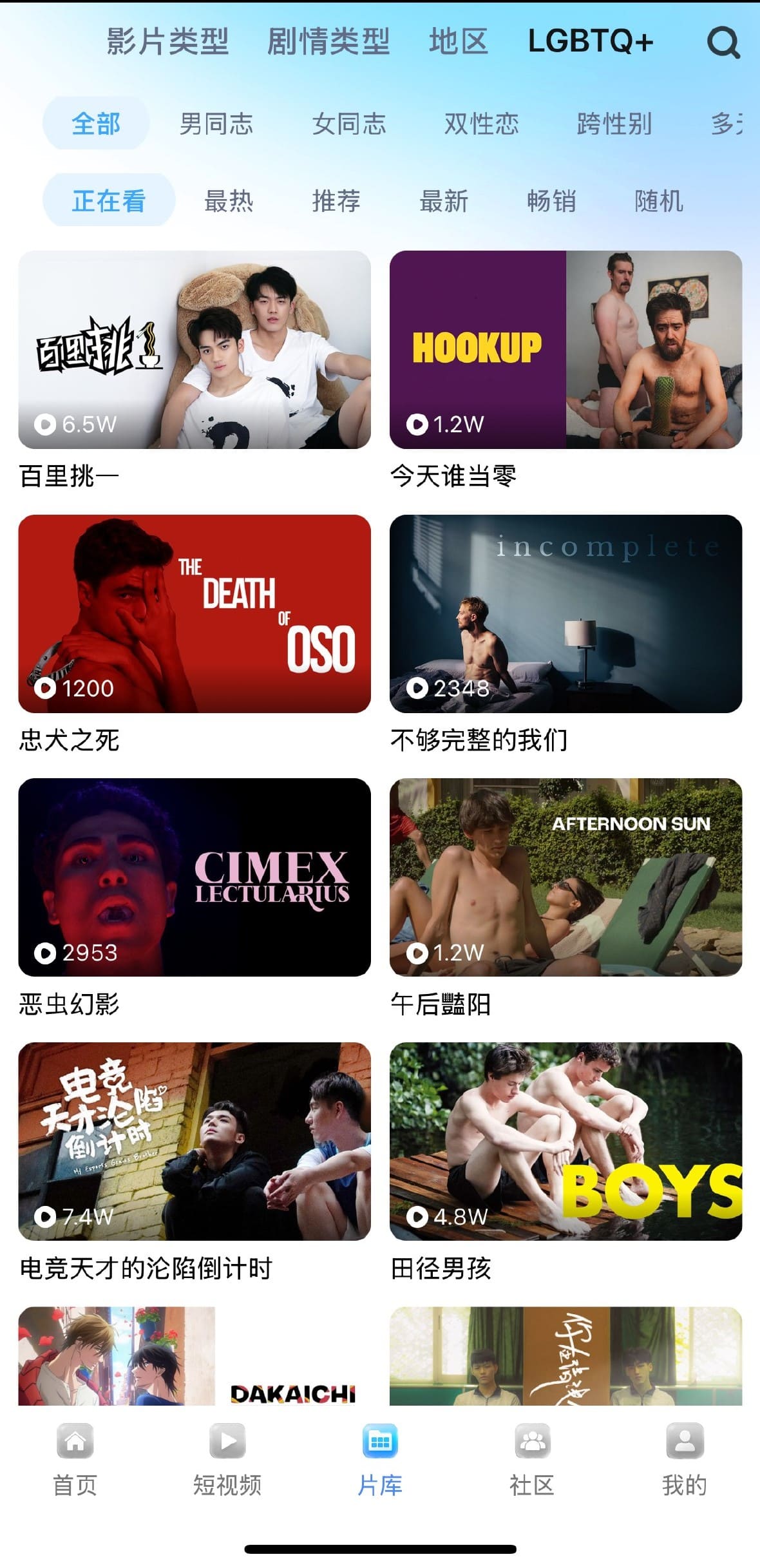小蓝官网片库LGBTQ主题专区浏览界面示意